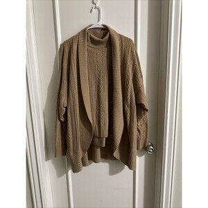 Bloomingdales Vintage 2XL Plus Size 100% Cashmere Tank Cardigan Set Camel Brown